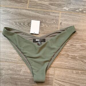 NEW!! Beach Riot Olive Green Ribbed Bikini Bottom size Large